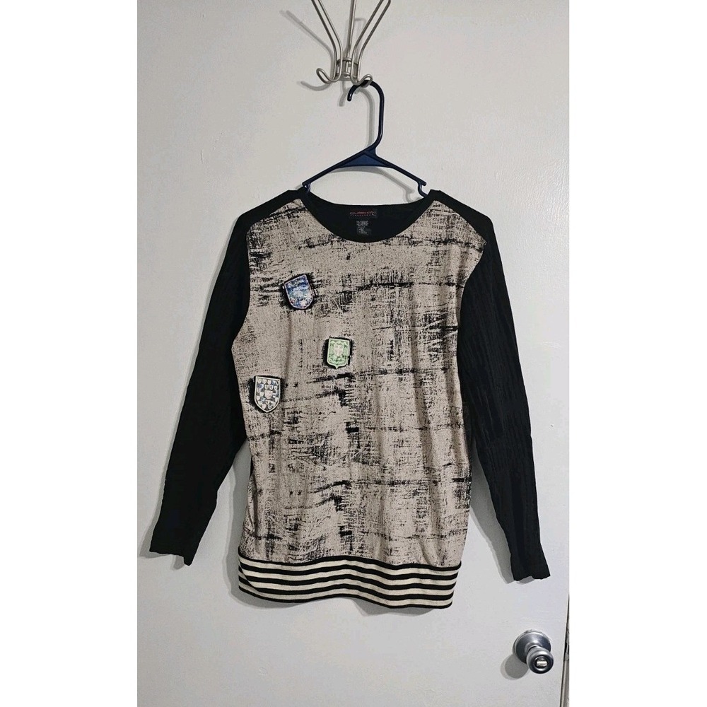 VTG Custo Barcelona Mixed Media Top Women Sz 1 XS- S Art To Wear Textured Preppy